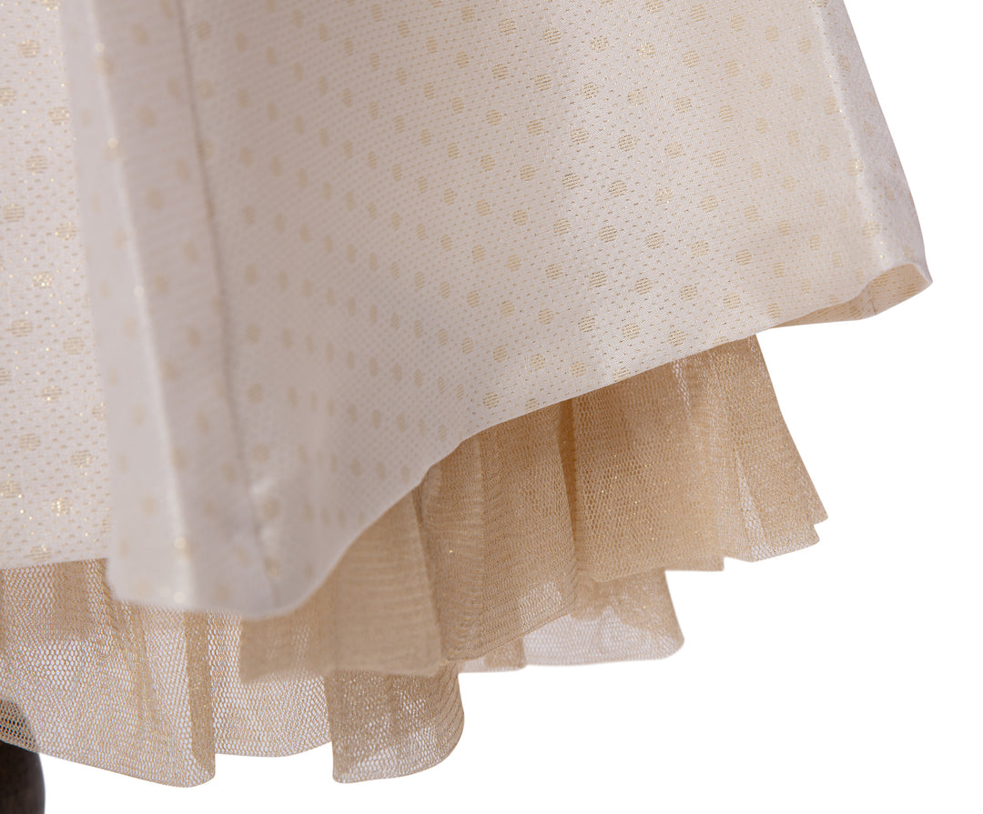 Beige Dress with Golden Tulle