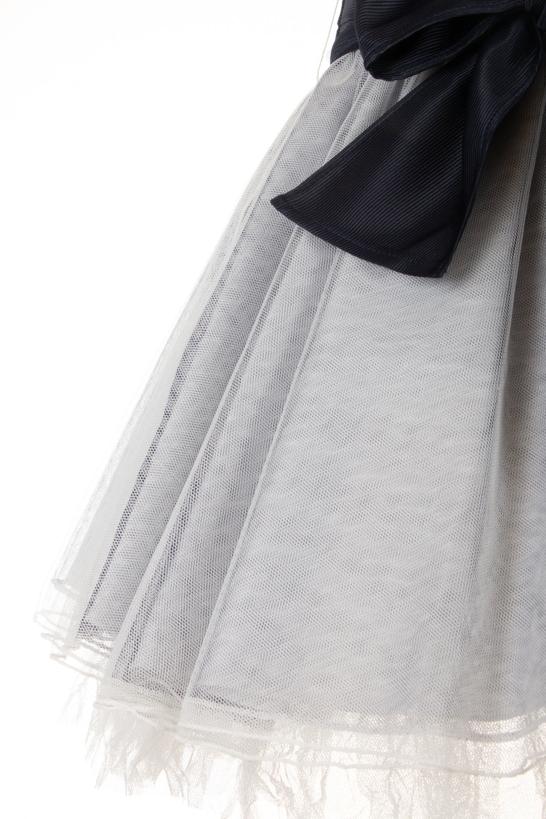 white with navy blue tulle dress