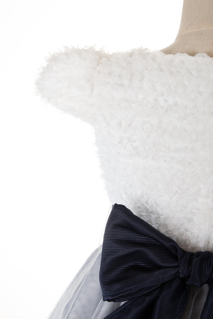 white with navy blue tulle dress